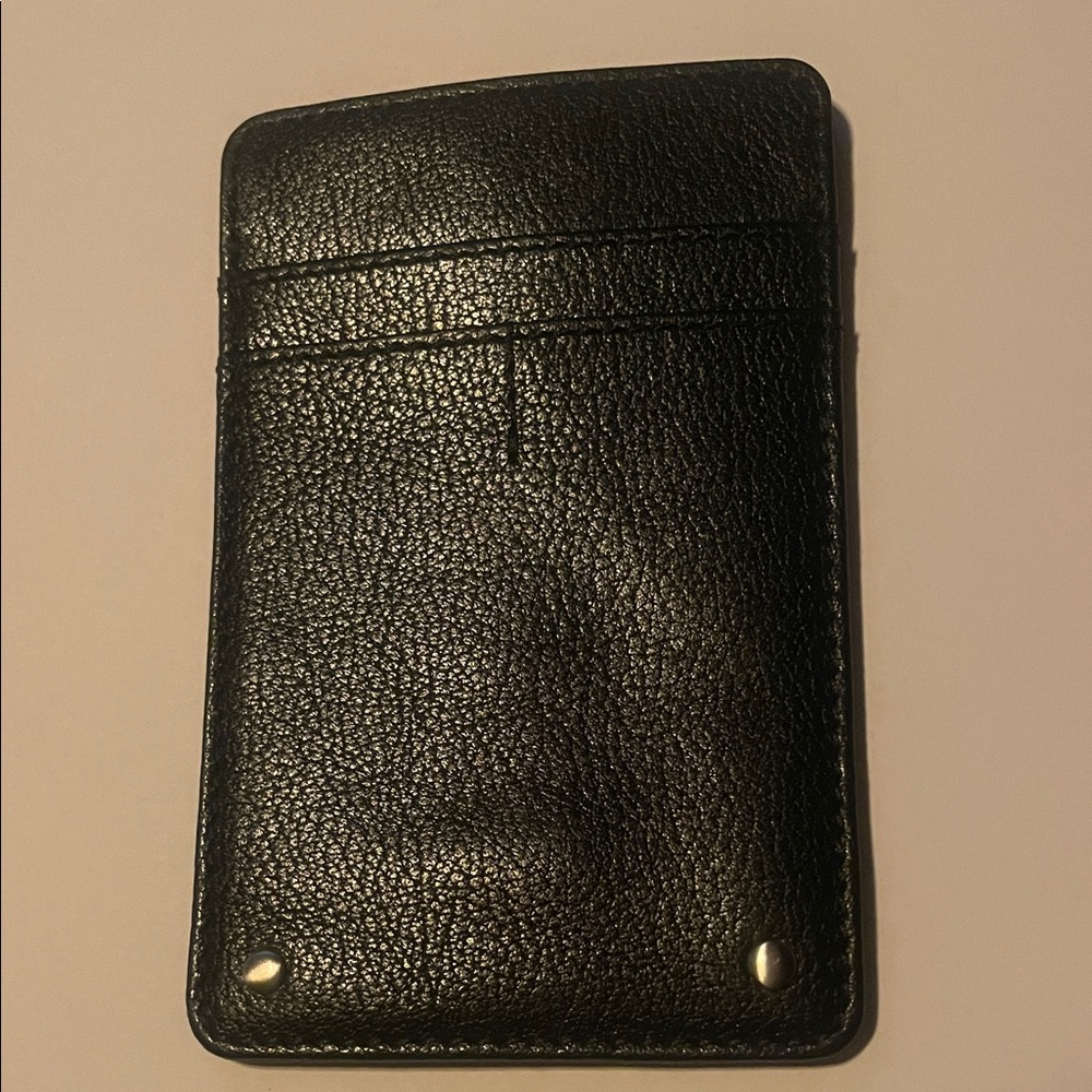 Classic Black Leather Card Holder Wallet - Unbranded